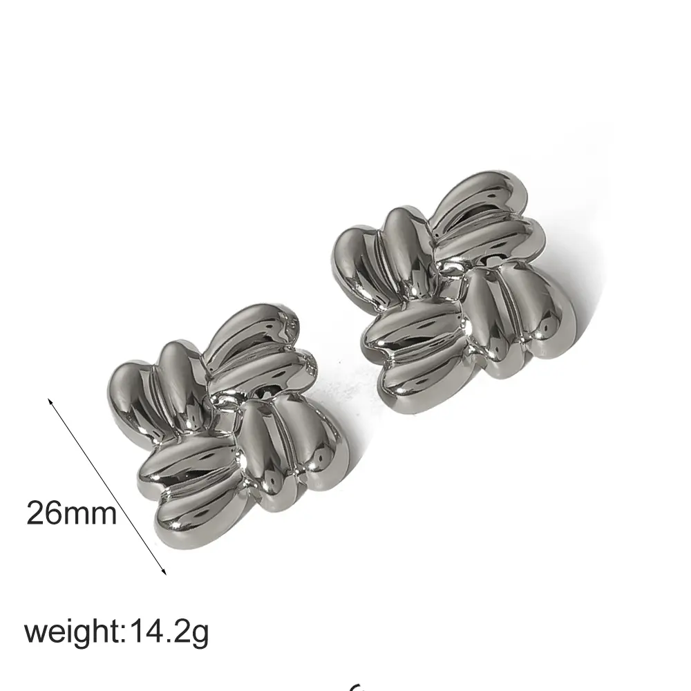 1 paire de boucles d'oreilles à tige en acier inoxydable de forme carrée de style classique simple avec plaqué or 18 carats pour femmes h5 Image2